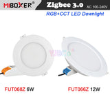 Miboxer Zigbee 3.0 6W/12W RGB+CCT LED Downlight AC100~240V Ceiling Light Round Panel lamp Zigbee 3.0 Remote/APP/Voice Control