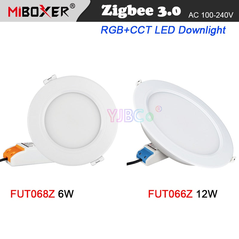 Miboxer Zigbee 3.0 6W/12W RGB+CCT LED Downlight AC100~240V Ceiling Light Round Panel lamp Zigbee 3.0 Remote/APP/Voice Control