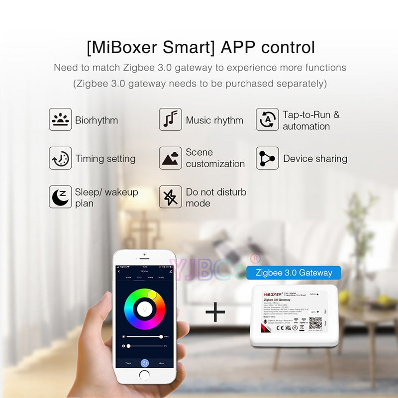 Miboxer Zigbee 3.0 6W/12W RGB+CCT LED Downlight AC100~240V Ceiling Light Round Panel lamp Zigbee 3.0 Remote/APP/Voice Control