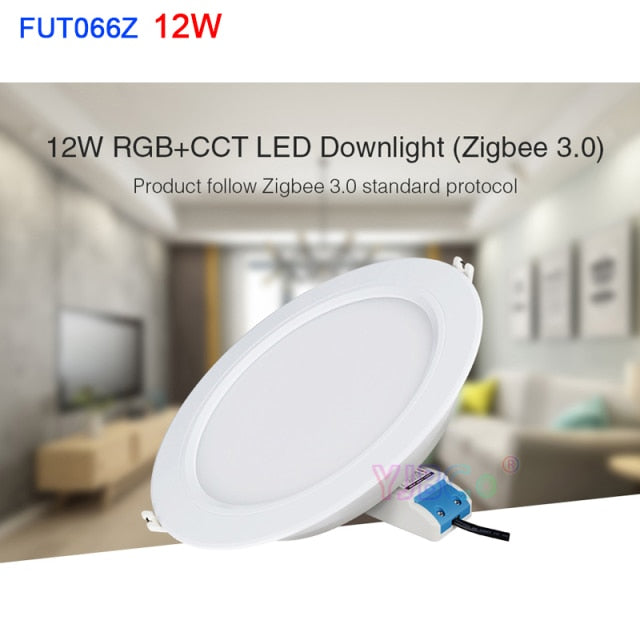 Miboxer Zigbee 3.0 6W/12W RGB+CCT LED Downlight AC100~240V Ceiling Light Round Panel lamp Zigbee 3.0 Remote/APP/Voice Control