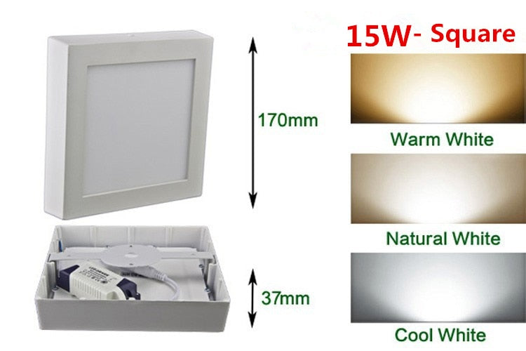 Square Led Panel Light 9W/15W/25W Surface Mounted Led ceiling Downlight AC85-265V + LED Driver