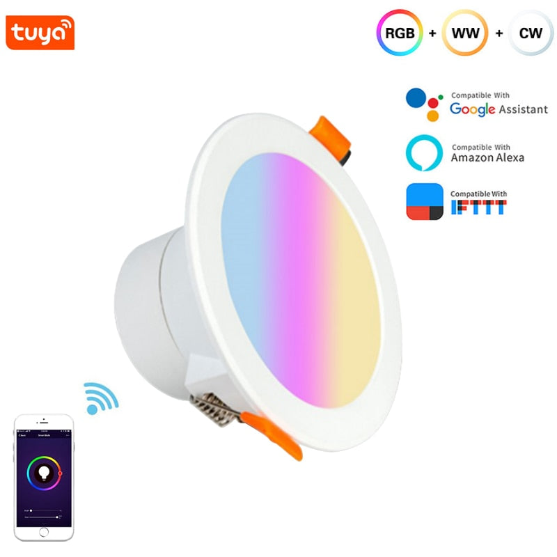 LED Downlight WiFi TUYA Smart Life Dimming Bluetooth lamp 7W 3.5inches RGB Change Warm Cool light Work with Alexa Google Home
