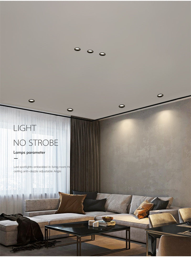 Dimmable Anti-Glare Recessed LED Downlights 7W/9W/12W/15W COB Ceiling Spot Lights AC85~265V Background Lamps Indoor Lighting