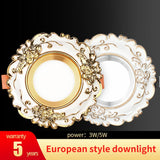 FLKL Recessed LED Downlight AC 220V Drei-Farbe 3w 5w European Style Downlight Innen Beleuchtung Round LED Panel