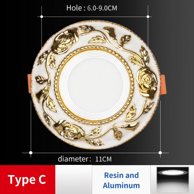 FLKL Recessed LED Downlight AC 220V Drei-Farbe 3w 5w European Style Downlight Innen Beleuchtung Round LED Panel