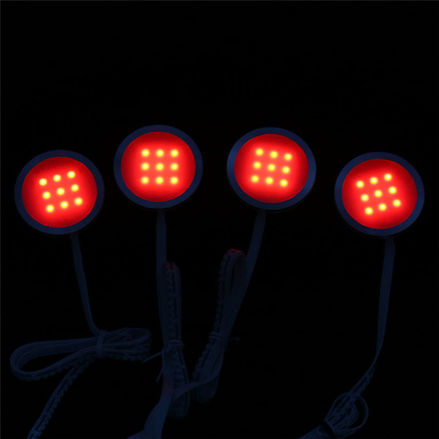 Linkable Under Cabinet LED Downlight Dimmable 8pcs Puck Lights+Wireless RF Remote Control Power Adapter RGB Decoration Lighting