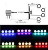 Linkable Under Cabinet LED Downlight Dimmable 8pcs Puck Lights+Wireless RF Remote Control Power Adapter RGB Decoration Lighting