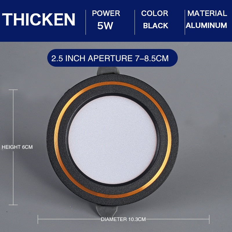 2022 Ultra-thin Embedded LED Downlight 5W 7W Dimmable AC90-260V Spot Recessed LED Ceiling Downlight Light Tri-tone Light Lamp