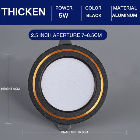 2022 Ultra-thin Embedded LED Downlight 5W 7W Dimmable AC90-260V Spot Recessed LED Ceiling Downlight Light Tri-tone Light Lamp