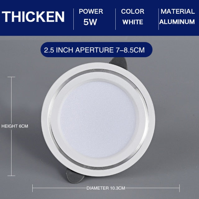 2022 Ultra-thin Embedded LED Downlight 5W 7W Dimmable AC90-260V Spot Recessed LED Ceiling Downlight Light Tri-tone Light Lamp