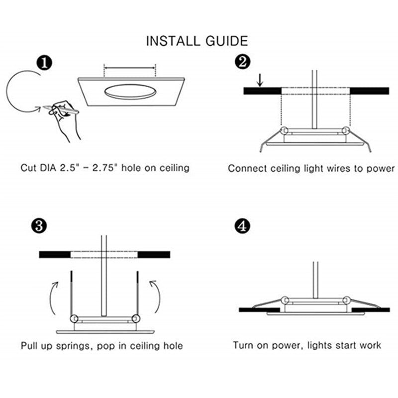 Tokili 24V DC LED Downlight 3W Cutout 65-70mm Frosted Diffuser Spring Clips Mount Full Aluminium Dome Light for RV Boat 4-Pack