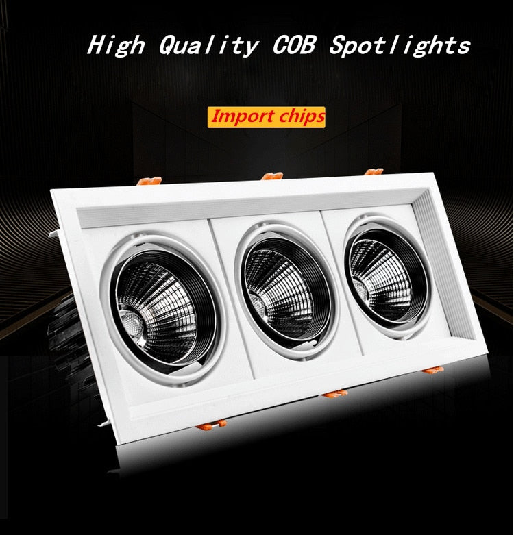 Super Bright Recessed square LED Dimmable Downlight COB 10w 20W 30w LED Spot light LED decoration Ceiling Lamp AC110V 220V