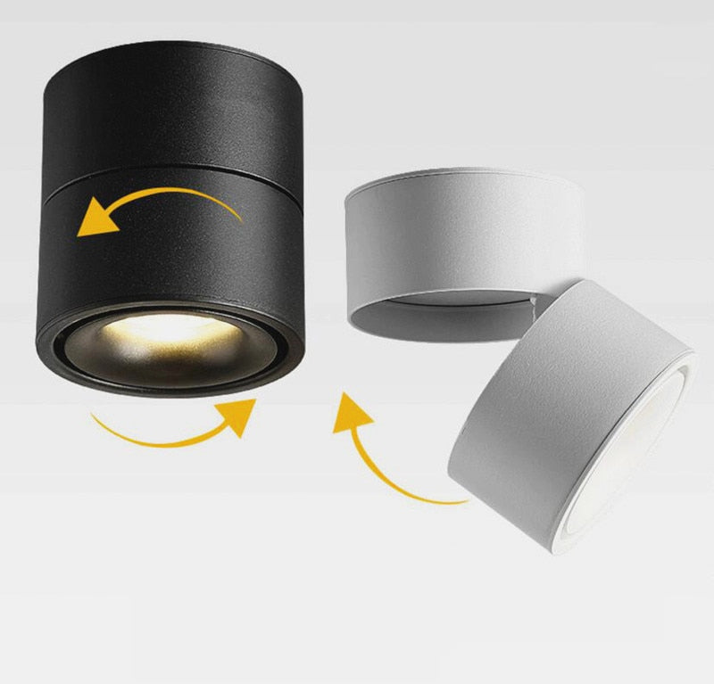 Dimmable 9W 12W 15W 18W COB LED Downlights Surface Mounted LED Ceiling Lamps  Foldable And 360° Rotatable Background Spot lights