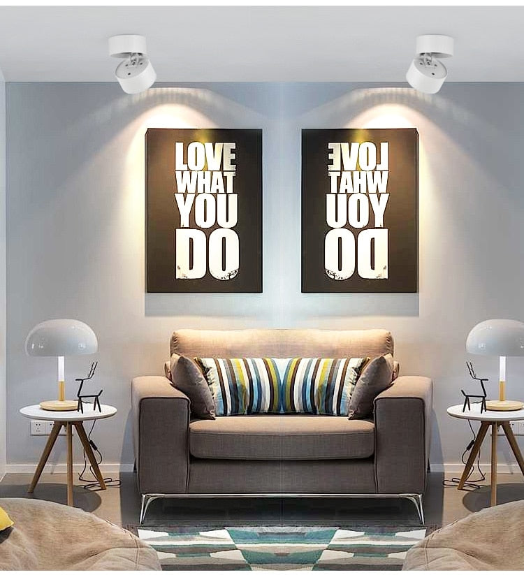 Dimmable 9W 12W 15W 18W COB LED Downlights Surface Mounted LED Ceiling Lamps  Foldable And 360° Rotatable Background Spot lights