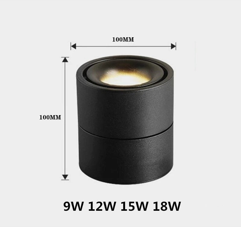 Dimmable 9W 12W 15W 18W COB LED Downlights Surface Mounted LED Ceiling Lamps  Foldable And 360° Rotatable Background Spot lights