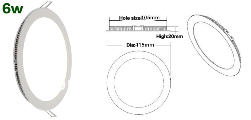 Ultra thin 3W / 4W / 6W / 9W / 12W / 15W / 25W LED Ceiling Recessed Grid Downlight / Slim Round Panel Light + LED Driver