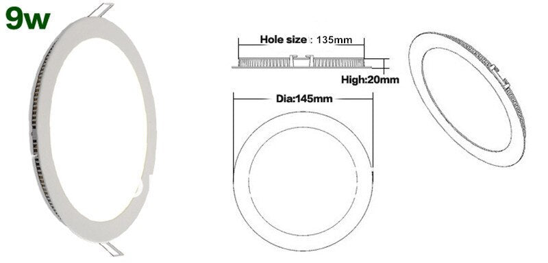 Ultra thin 3W / 4W / 6W / 9W / 12W / 15W / 25W LED Ceiling Recessed Grid Downlight / Slim Round Panel Light + LED Driver