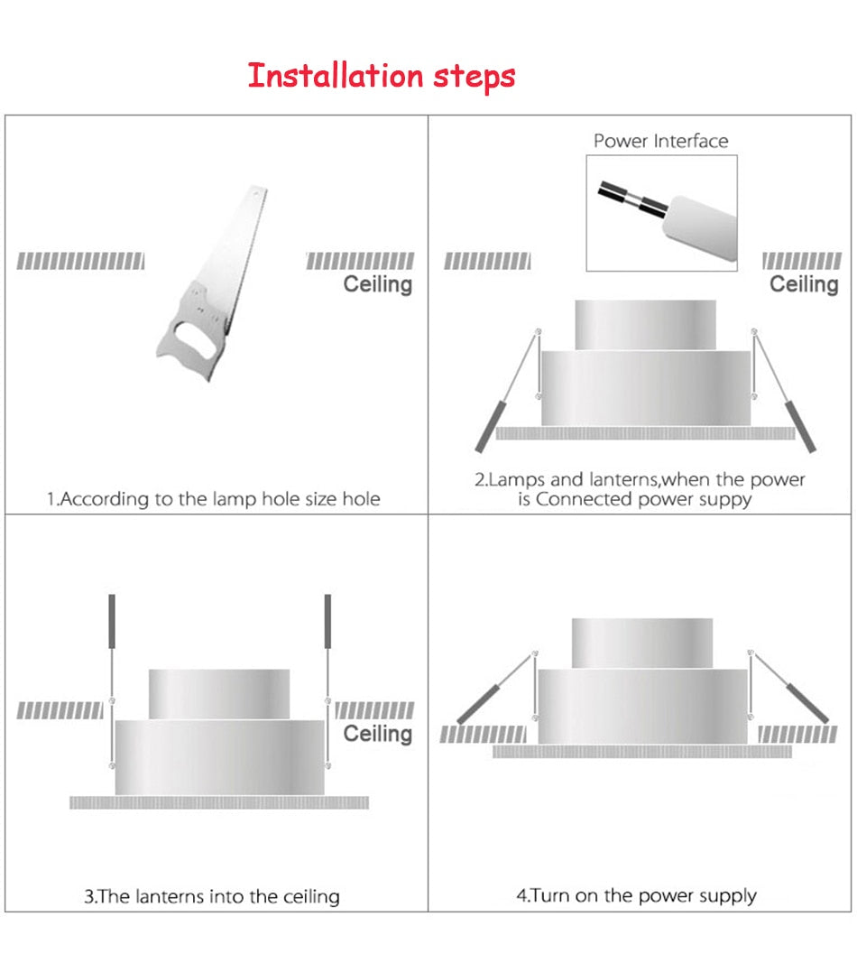 Dimmable Led Downlight Light COB Ceiling Spot Light 3W 5W 7W 9W Ceiling Recessed Lights Indoor Lighting Resin Body AC110V 220V