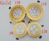 Bright Recessed LED Dimmable Downlight COB 9W 12W 15W 21W LED 100PCS/lot Spot light decoration Ceiling Lamp AC 110V 220V 85-265V