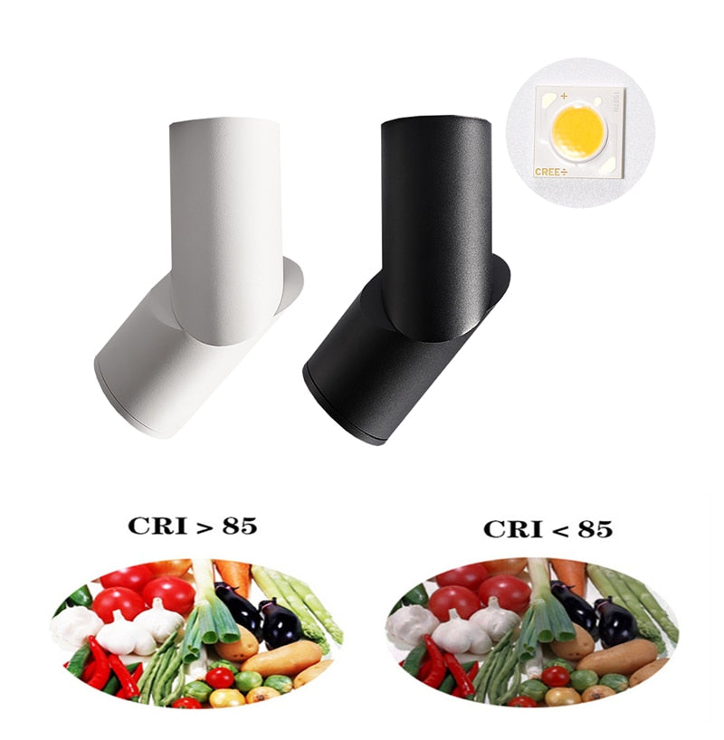 Surface mount downlight 3W 5W 7W 12W 15W, 360° rotating spotlight AC85-265V LED wall light COB downlight indoor lighting