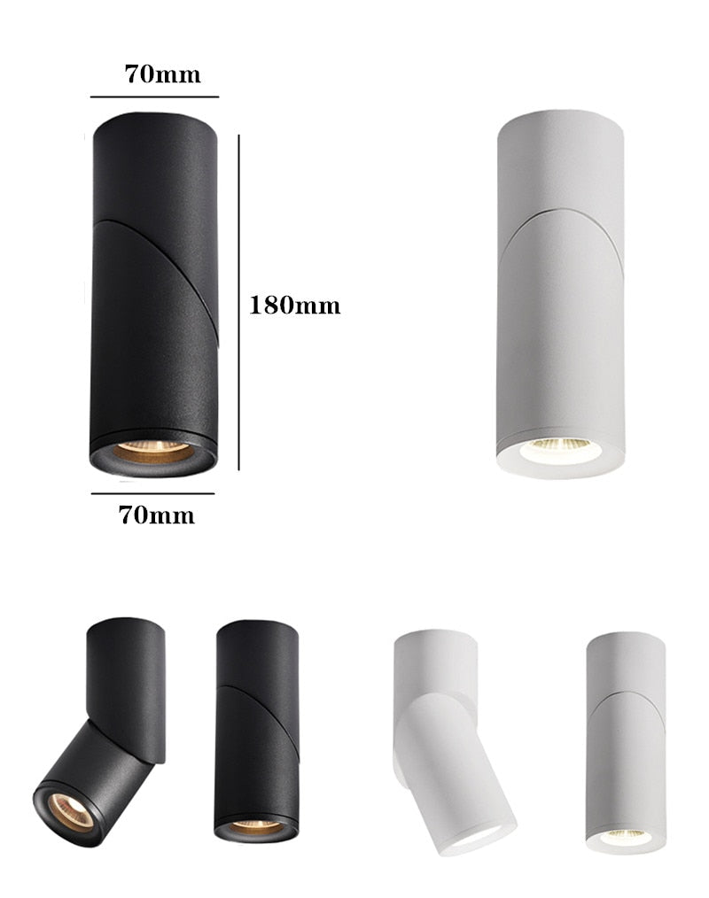 Surface mount downlight 3W 5W 7W 12W 15W, 360° rotating spotlight AC85-265V LED wall light COB downlight indoor lighting