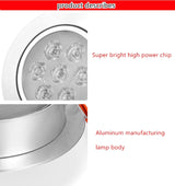 High power LED Downlight Recessed LED Spot light Lamp 3W 5W 7W 12W AC220V Aluminum Bulb For Living room bedroom Lighting