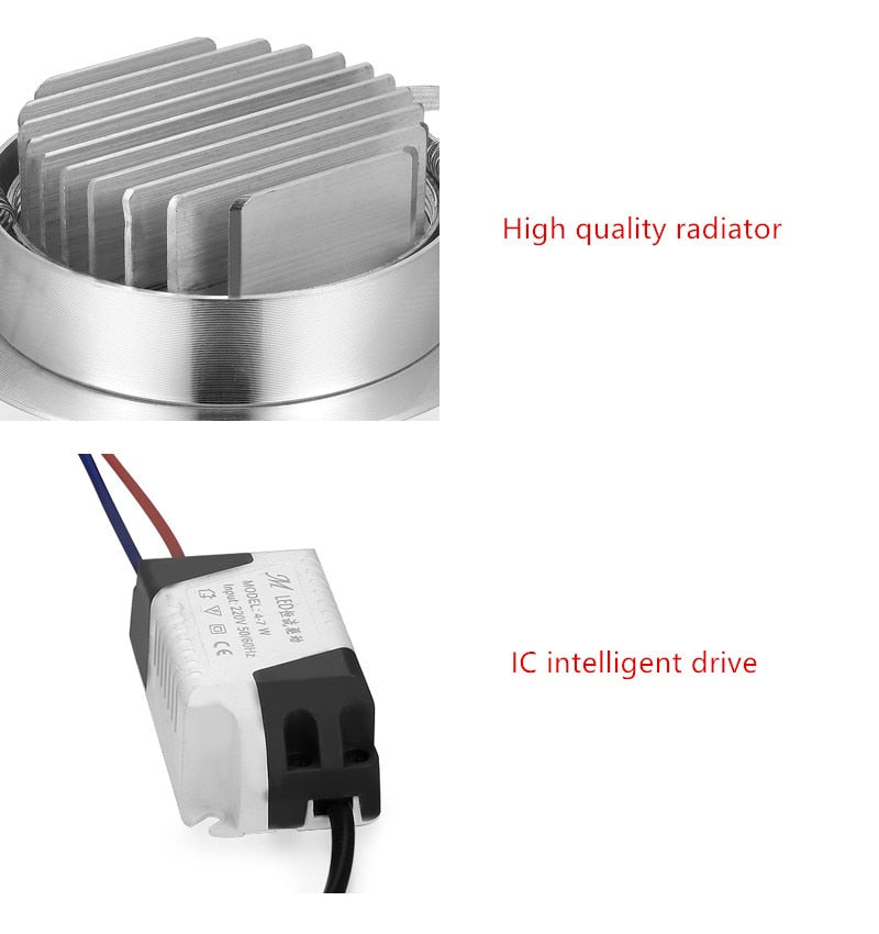 High power LED Downlight Recessed LED Spot light Lamp 3W 5W 7W 12W AC220V Aluminum Bulb For Living room bedroom Lighting