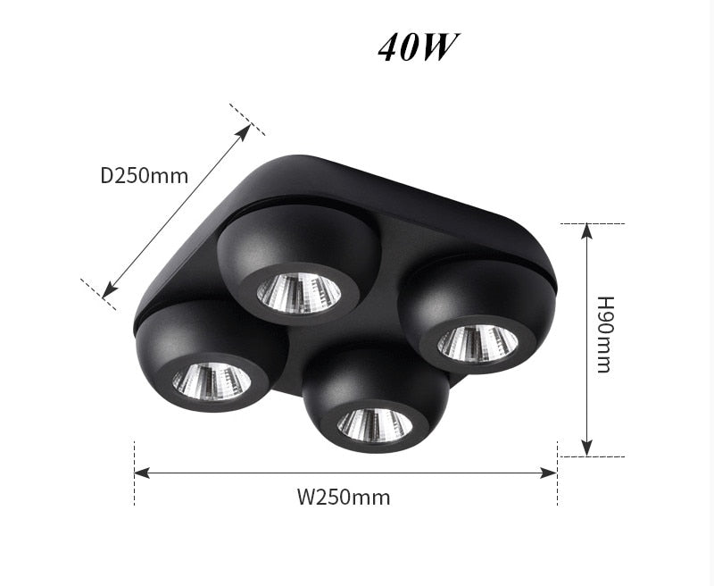 Dimmable Folding Rotating 360° LED Downlights 10W 20W 40W COB LED Ceiling Spot Lights AC85~265V LED LED Lamp Indoor Lighting