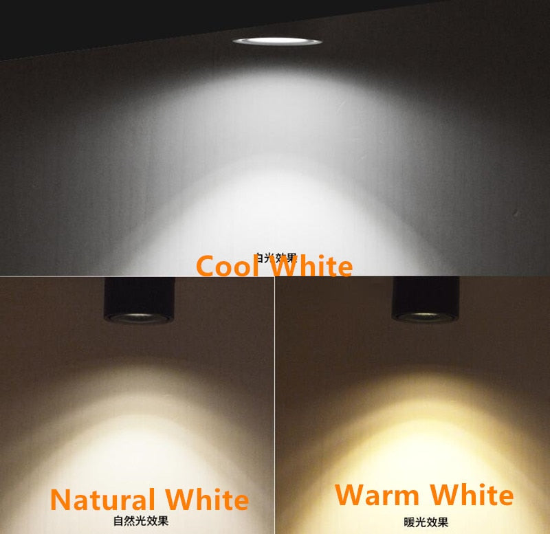 LED Downlights Recessed in Downlight LED Lighting COB 20W 15W Angle-adjustable+ AC110/220V Driver LED  Dimmable 6pcs