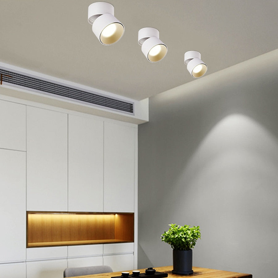 Foldable COB LED Downlight Surface Mounted Ceiling Lamp 360° Rotatable Background Spot Light For Clothes Shop Restaurant Cafe