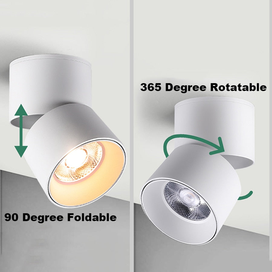 Foldable COB LED Downlight Surface Mounted Ceiling Lamp 360° Rotatable Background Spot Light For Clothes Shop Restaurant Cafe