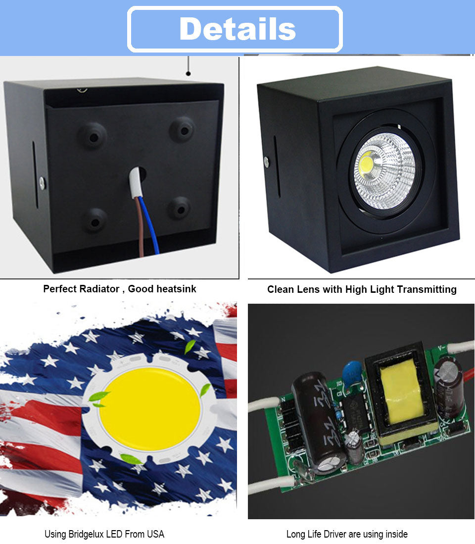 GD COB LED Downlight 14W 20W 30W Surface Mounted 1 Head 2 Head LED LED Grille Light AC85-265V COB LED Spot For Home Decor