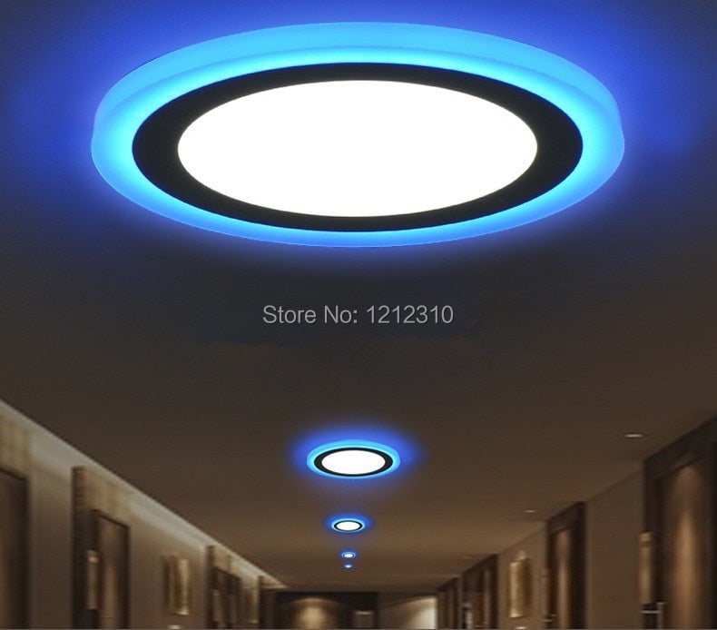 3 Model Round blue+white double color Led Panel Light 6w/9w/16w/24W AC85-265V Recessed LED Ceiling downlight downlights