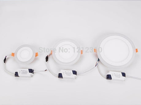 3 Model Round blue+white double color Led Panel Light 6w/9w/16w/24W AC85-265V Recessed LED Ceiling downlight downlights