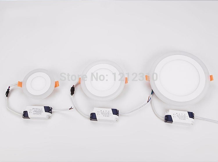 3 Model Round blue+white double color Led Panel Light 6w/9w/16w/24W AC85-265V Recessed LED Ceiling downlight downlights
