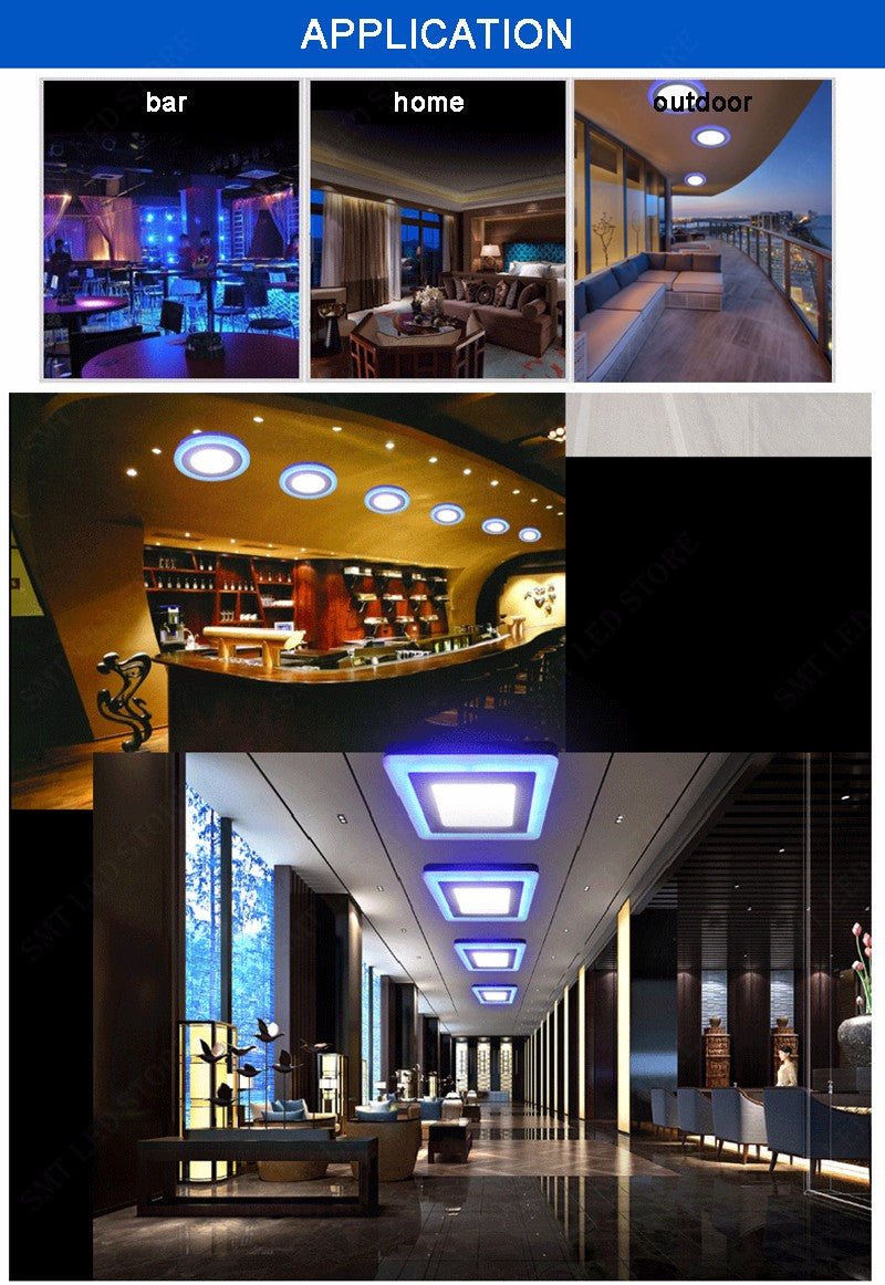 LED Double Color Panel Light 9W/16W/24W Round/Square Surface Mounted Downlight lighting Led ceiling down AC85-265V