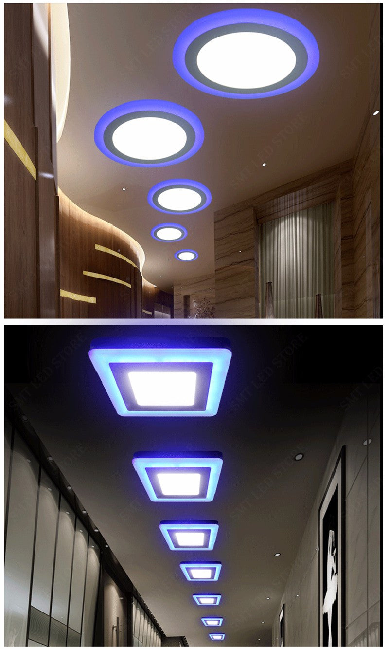 LED Double Color Panel Light 9W/16W/24W Round/Square Surface Mounted Downlight lighting Led ceiling down AC85-265V
