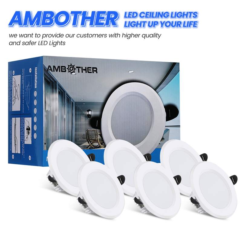 AMBOTHER LED Downlight 36W Recessed Round LED Ceiling Lamp SMD2835 AC85-265V Warm White 3000K Ceiling Spot Light Indoor Lighting