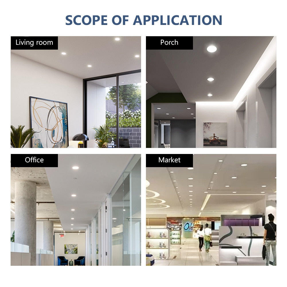 Recessed Downlight Adjustable Indoor Lighting Cool White Home Decor Bedroom Ceiling Open Hole 10W 18W 24W 36W LED Panel Lights