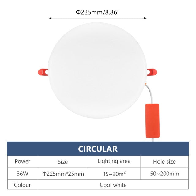 Recessed Downlight Adjustable Indoor Lighting Cool White Home Decor Bedroom Ceiling Open Hole 10W 18W 24W 36W LED Panel Lights