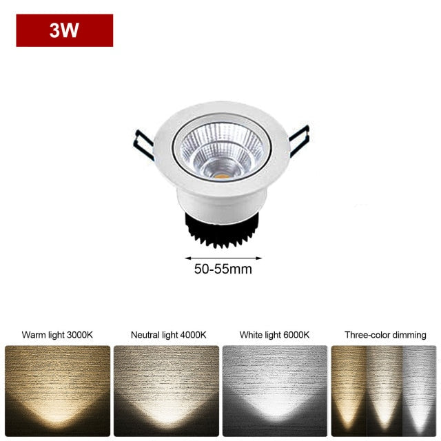 Dimmable LED Downlights Epistar Chip 3W 5W 7W 9W 12W COB Ceiling Lamp Spot Light AC90-260V Indoor Lighting For Home illumination