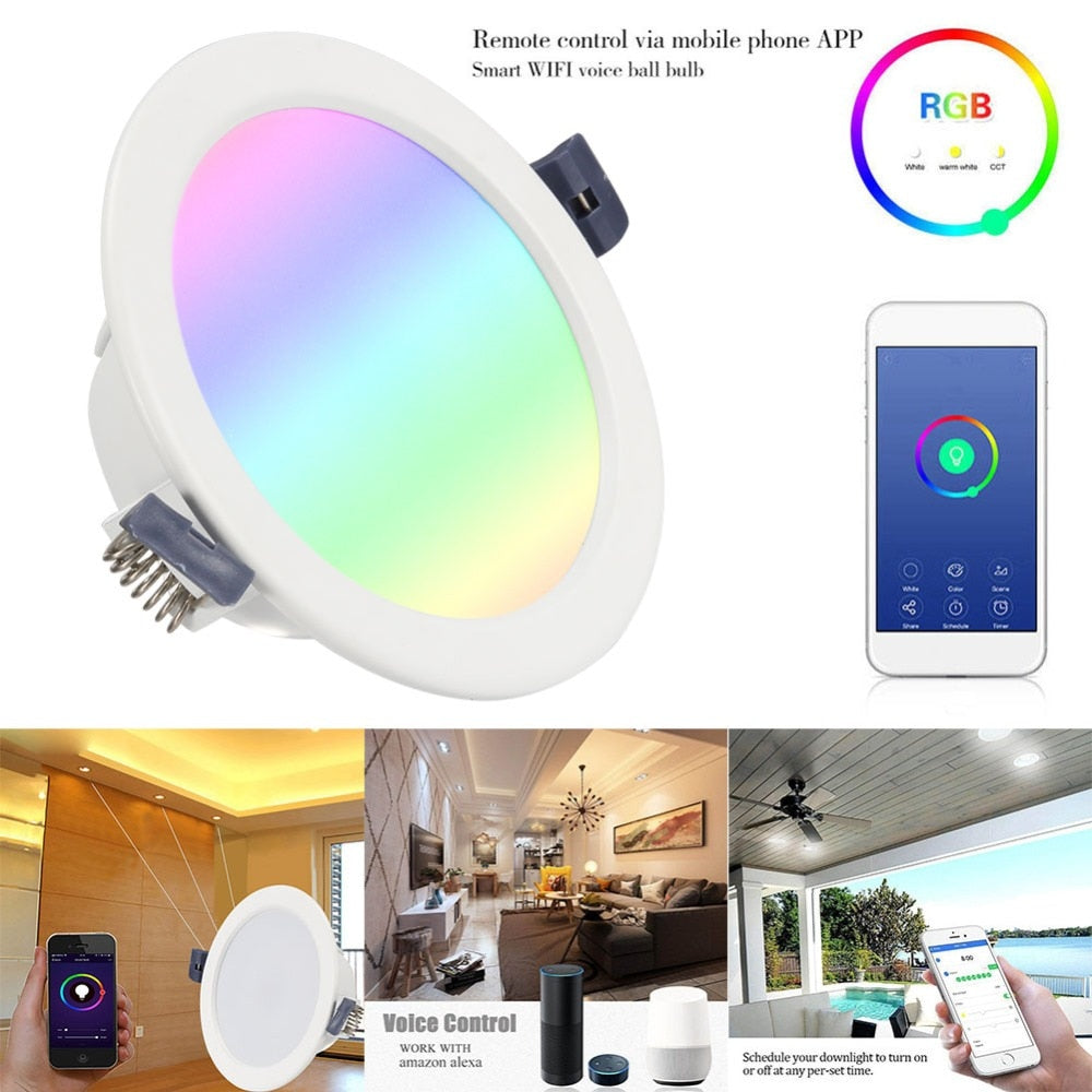 WiFi Smart LED Downlight led Ceiling led Light Lamp 10W RGBW Smart Indoor Living Room Voice Control For Alexa/Google Home
