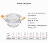 LED Downlight 3W 5W 7W 12W 18W 24W Round Recessed Lamp 85-265V Led Bulb Bedroom Kitchen Indoor LED Spot Lighting
