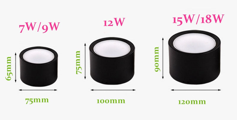 Dimmable Surface Mounted LED Downlights 7W 9W 12W 15W 18W COB LED Ceiling Spot Lights AC85-265V LED Ceiling Lamp Indoor Lighting