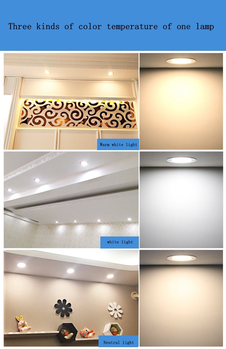 LED embedded dimmable downlight 5W 7W 12W white light / warm white / neutral light AC85-265V