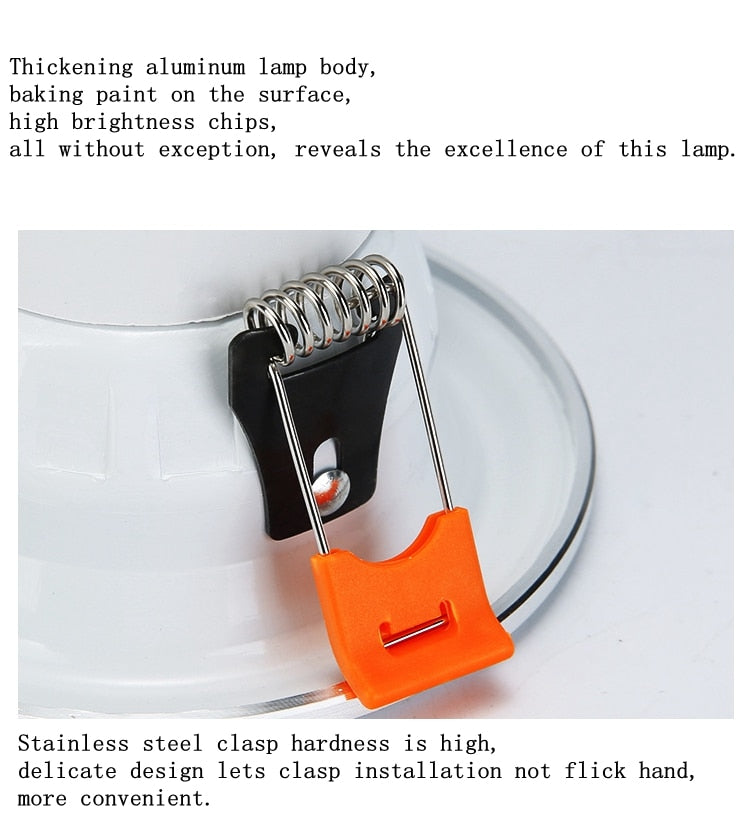 LED embedded dimmable downlight 5W 7W 12W white light / warm white / neutral light AC85-265V