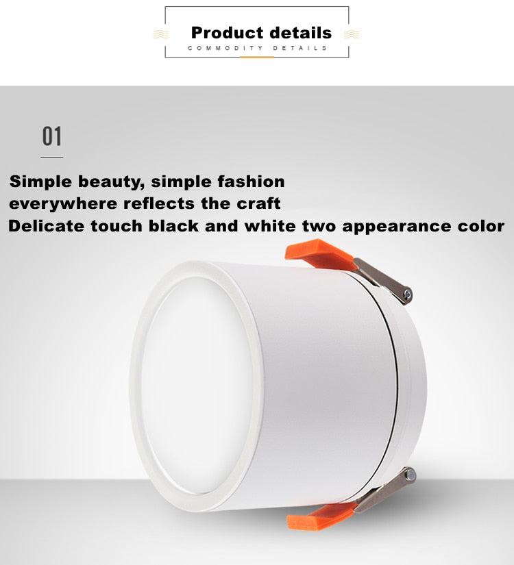 Dimmable LED Downlight COB Spotlight 10W 18W Ceiling Lamp AC85-265V Aluminum Recessed Downlights Round Led Panel Light