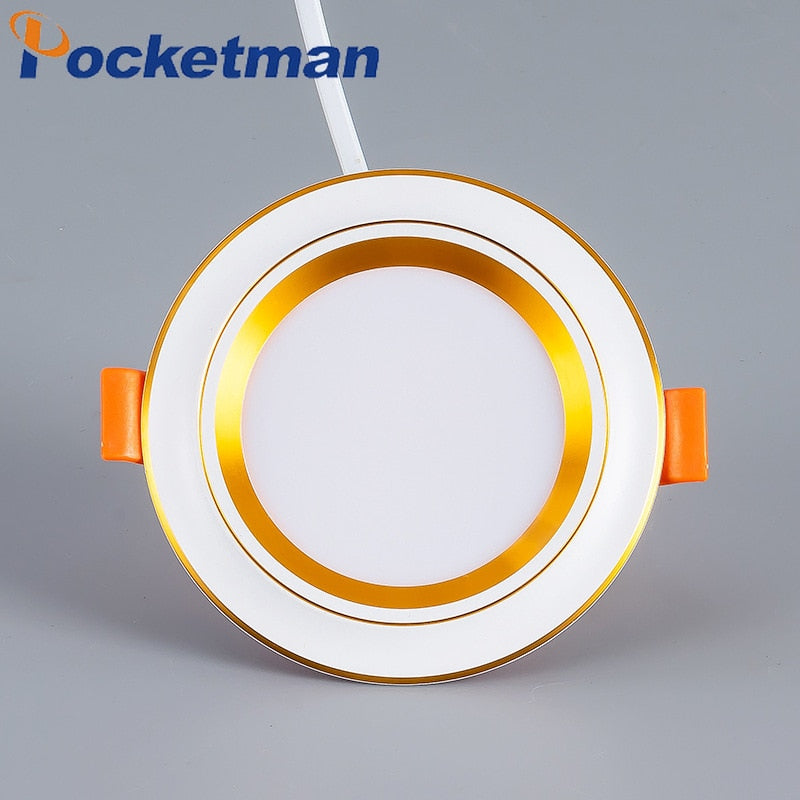 LED Downlight 220v 12pcs/lot Ceiling Light 9W Recessed Down light Round Panel 3 Colors Spotlight Indoor Lighting With LED Driver