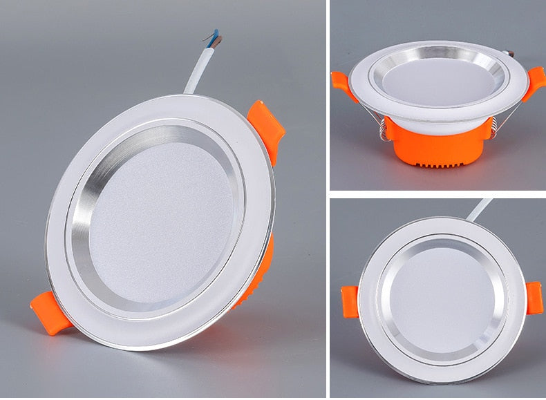 LED Downlight 220v 12pcs/lot Ceiling Light 9W Recessed Down light Round Panel 3 Colors Spotlight Indoor Lighting With LED Driver