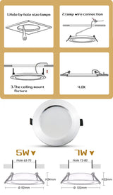 LED Downlight 3W 5W 7W 9W 12W 15W Round Recessed Lamp 220V 230V 240V Led Bulb Bedroom Kitchen Indoor LED Spot Lighting